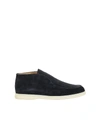 Loro Piana Polacchino Suede Slip-on Chukka Boots In Navy