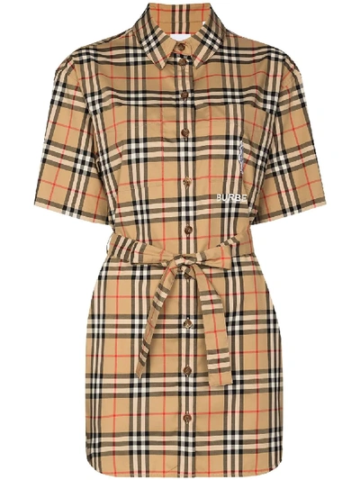 Burberry Rachel Vintage Check Shirt Dress In Neutrals