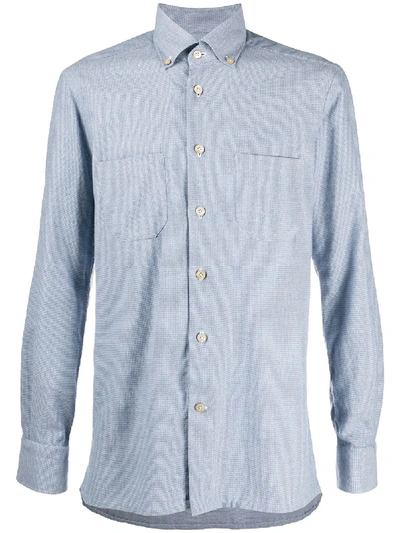 Kiton Long Sleeve Cotton Shirt In Blue