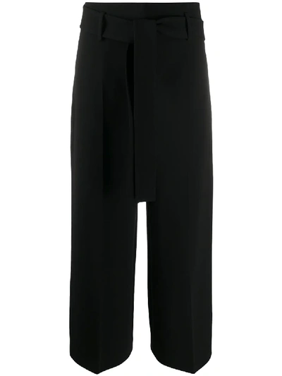 Theory Cropped Wide-leg Trousers In 블랙