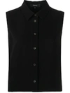 THEORY POINTED COLLAR SLEEVELESS SHIRT