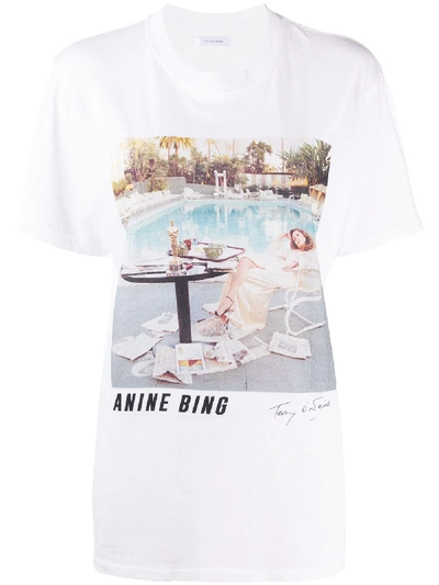Anine Bing Photographic-print Cotton T-shirt In White