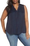 Vince Camuto Plus Size V-neck Sleeveless Blouse In Classic Navy