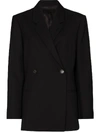 Totême Loreo Oversized Double-breasted Woven Blazer In Black