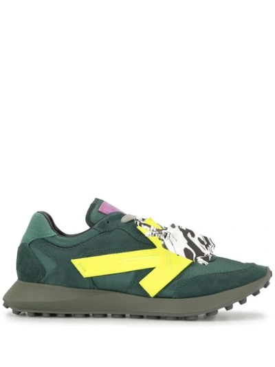 Off-white Arrows Suede Trainers In 5718 Dark Green Yellow