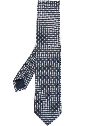 Ferragamo Geometric Print Tie In Blue