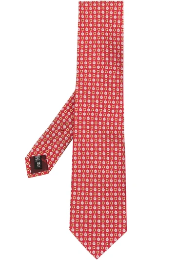 Ferragamo Geometric Print Tie In Red