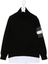 PAOLO PECORA STRIPED SLEEVE ROLL NECK JUMPER