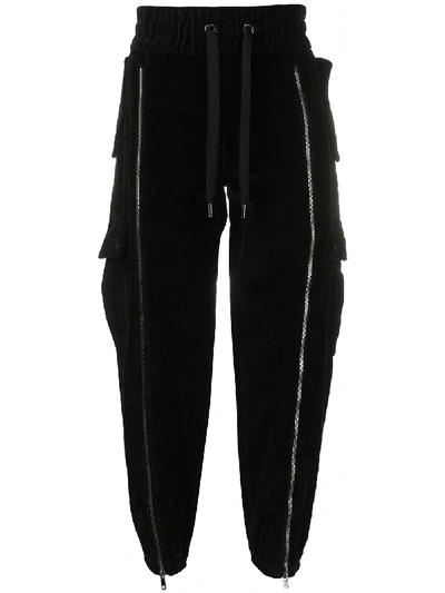 Dolce & Gabbana Drawstring Drop-crotch Trousers In Black