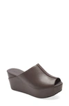 Chocolat Blu Wynn Peep Toe Mule In Charcoal Leather