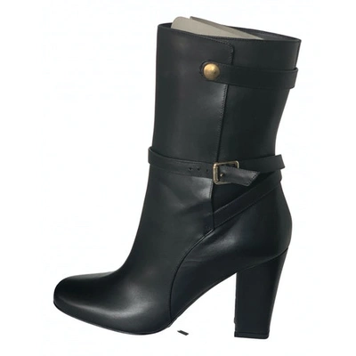 Pre-owned Theory Black Leather Ankle Boots