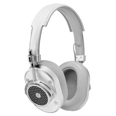 Master & Dynamic Mh40 Over-ear Headphones In White Leather/silver Metal