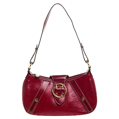 Pre-owned Lancel Red Textured Leather Shoulder Bag