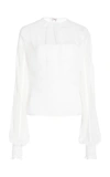 Cushnie Fitted Top With Chiffon Long Sleeve Over In White