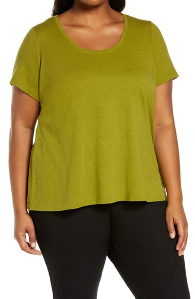 Eileen Fisher U-neck Organic Cotton T-shirt In Mugrn