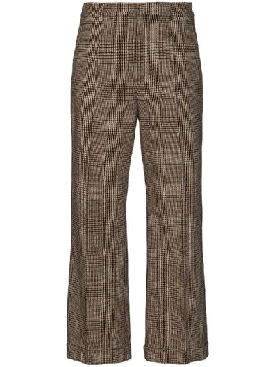 Saint Laurent Prince Of Wales Bootcut Trousers In Multicolour