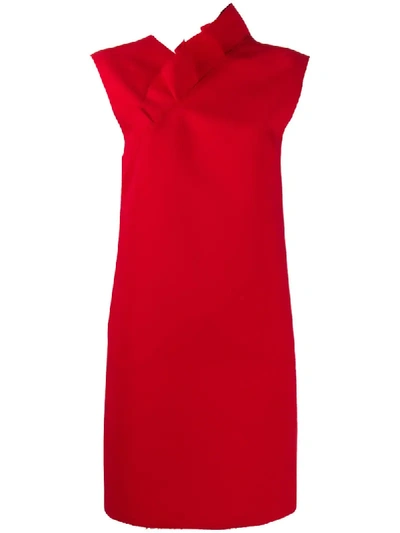 Msgm Ruffle-detail Shift Dress In Red