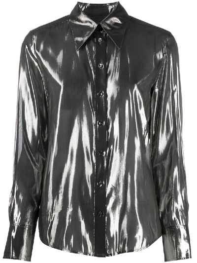 Pinko Metallic Sheer Shirt In Grey