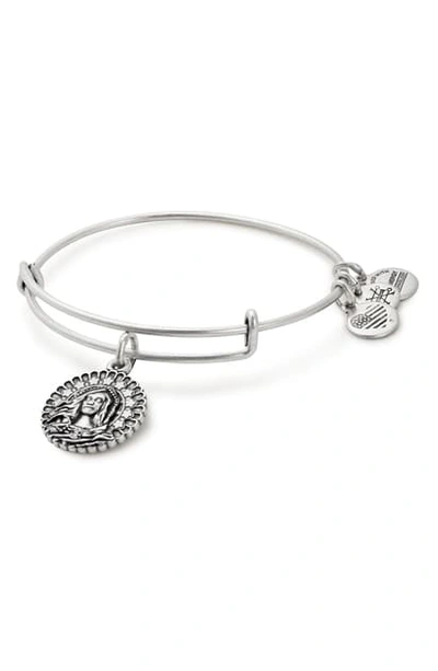 Alex And Ani Mary Magdalena Adjustable Wire Bangle In Silver