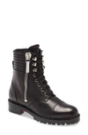 Christian Louboutin En Hiver Combat Boots In Black Leather In Black