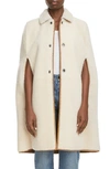 SAINT LAURENT LEATHER TRIM GENUINE SHEARLING CAPE,632292Y7SJ2