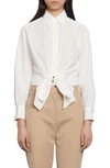 SANDRO CROP SHIRT WITH REMOVABLE BOW,SFPCM00143