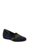 J. Reneé Hanuko Crystal Embellished Loafer Flat In Black Suede/ Bright Multi