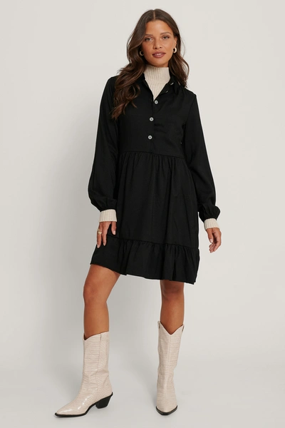 Trendyol Pure Button Detailed Mini Dress Black