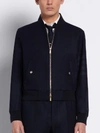 THOM BROWNE NAVY WOOL CASHMERE FLANNEL BLOUSON TONAL 4-BAR JACKET,MJO030A0639314775724