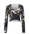 DOROTHEE SCHUMACHER Floral Softness V-Neck Cardigan in Green/Lila Floral Flash