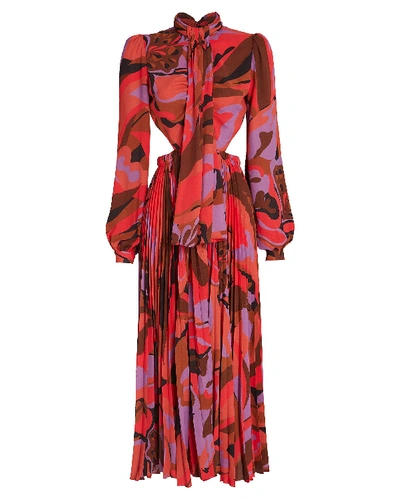 Ronny Kobo Lauren Printed Cut-out Midi Dress In Multi