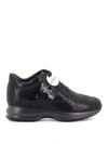 Hogan Interactive Laminated Suede Sneakers In Black