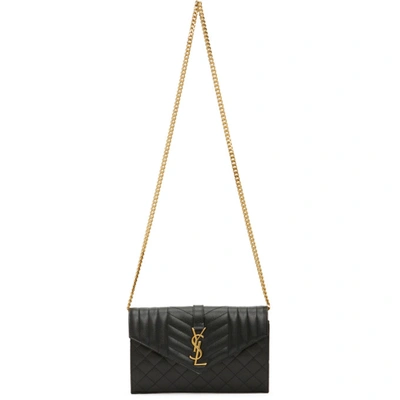 Saint Laurent 黑色 Envelope 链带单肩包 In 1000 Black