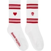 ALEXANDER MCQUEEN WHITE & RED STRIPE SOCKS