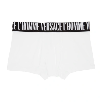 Versace Underwear 白色 And 黑色徽标平角内裤 In A1001 White