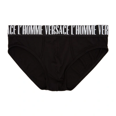 Versace Underwear 黑色“ L'homme”三角内裤 In A1008 Black