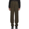 LEMAIRE BROWN SILK BELTED PLEAT TROUSERS