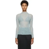 ISSEY MIYAKE ISSEY MIYAKE BLUE CHIFFON TWIST BLOUSE