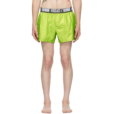 Versace Underwear 绿色“ L'homme”泳裤 In A1530 Lime