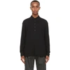 LEMAIRE BLACK CREPE JERSEY LONG SLEEVE POLO