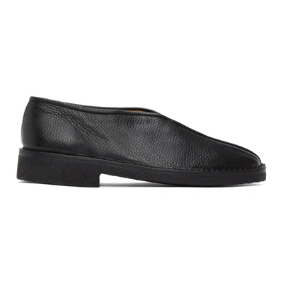 Lemaire Grained Leather Slip-on Shoes In Black