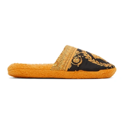 Versace Yellow Baroque Slippers In Z4004 Gold