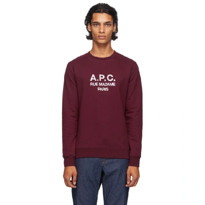 Apc Logo-print Round Neck Sweatshirt In Gac Bordeau