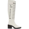 MM6 MAISON MARGIELA WHITE LOGO PRINT TALL BOOTS