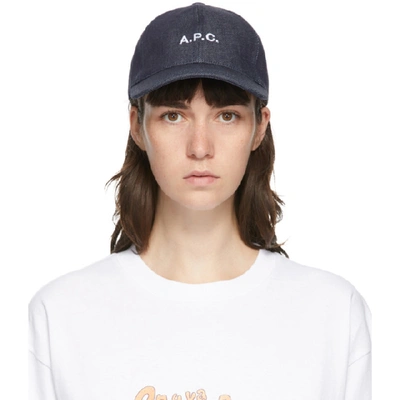 Apc Charlie Logo-embroidered Canvas Baseball Cap In Blue