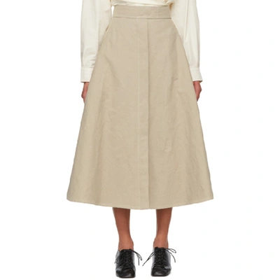 Lemaire Linen-blend Canvas Midi Skirt In 204 Light B