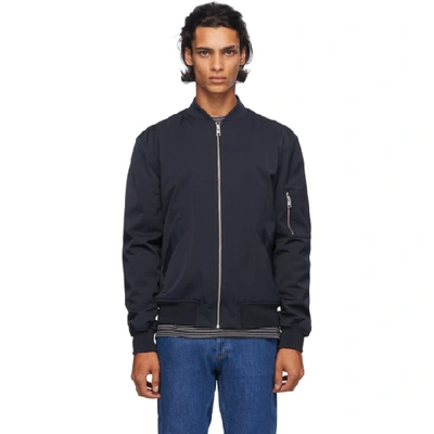 Apc Ma-1 Padded Cotton-blend Bomber Jacket In Blue