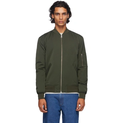 A.p.c. Khaki Gregoire Bomber Jacket In Green