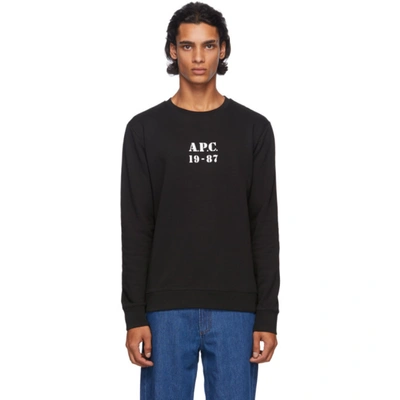 Apc Logo Print Round Neck Sweatshirt In Black