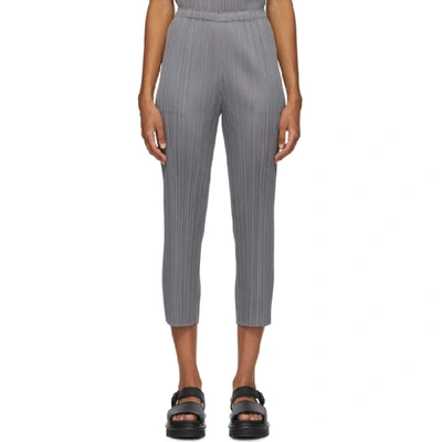 Issey Miyake Pleats Please  Grey Basics Trousers In 12 Gray